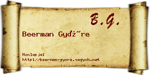Beerman Györe névjegykártya